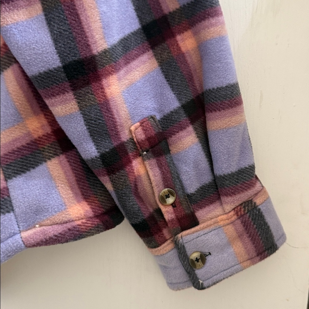 SAGE Collective purple & Lavender Plaid Fleece Jacket with Sherpa Lining XXL - Picture 8 of 9